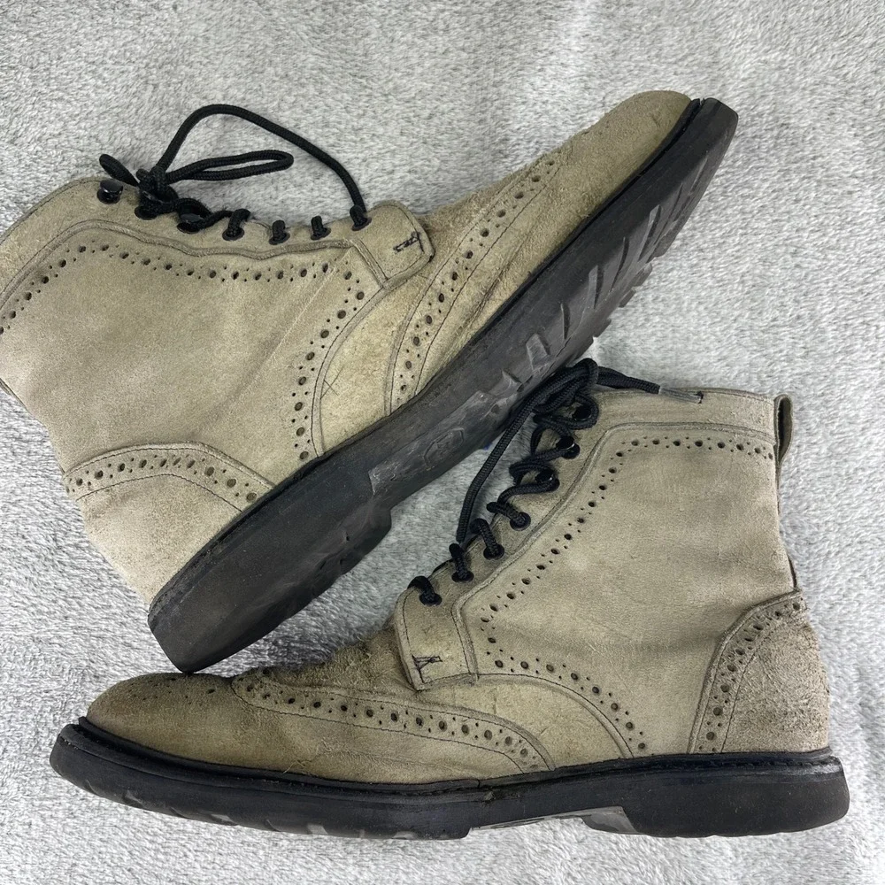 Allen Edmonds Boots Men 11.5 Gray Long Branch Wingtip Distressed Suede Lace Up